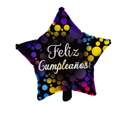 Globo Metálico Estrella Feliz Cumpleaños 45 cm Colores-0