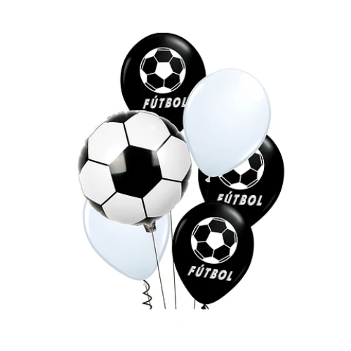 Set De Globos Futbol Blanco Y Negro 6Pcs-0