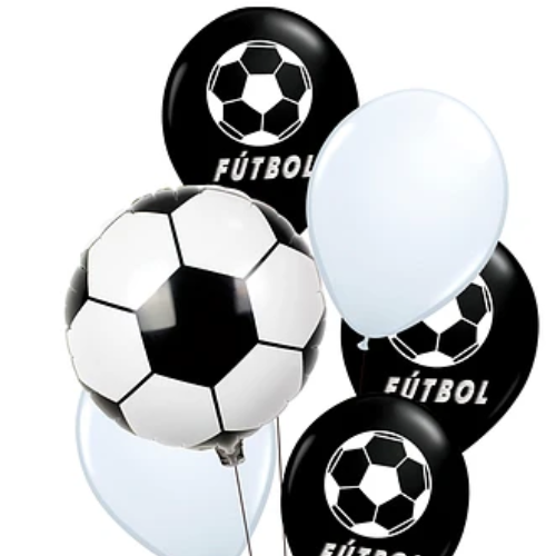Set De Globos Futbol Blanco Y Negro 6Pcs-1