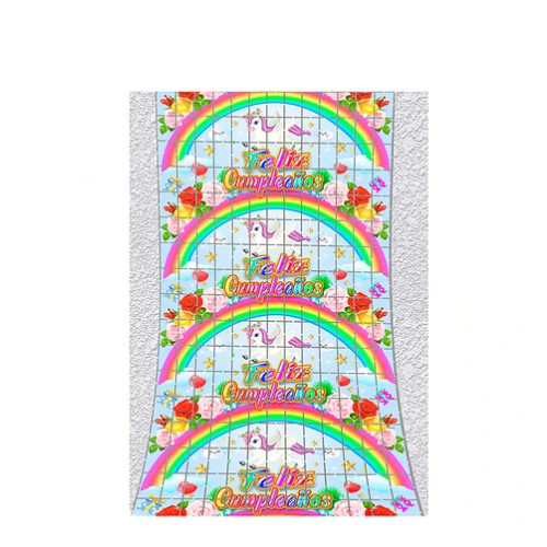 Cortina De Arcoiris Y Unicornio Feliz Cumpleaños 100x200cm-0