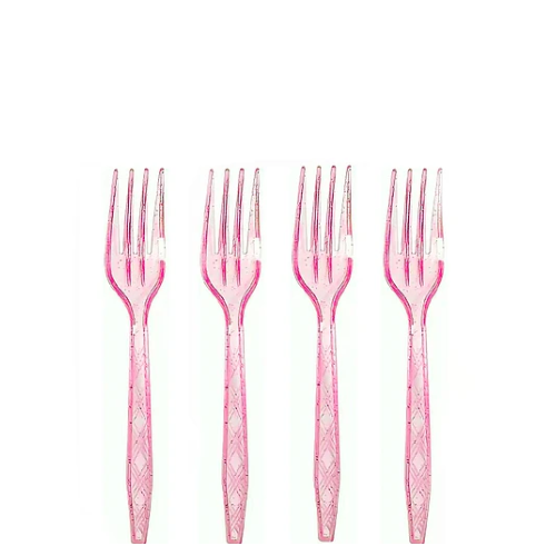 Tenedor Plastico Rosa 12un 16cm-1