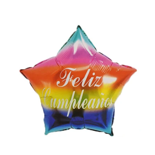 Globo MetálicoFeliz Cumpleaños Estrella Multicolor 45cm-0