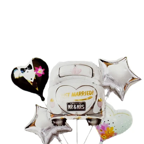 Set De Globos Recien Casados Color Blanco-1
