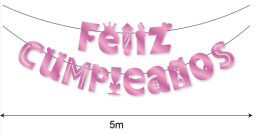 BANDERIN FELIZ CUMPLEAÑOS TROQUELADO FUCSIA-1