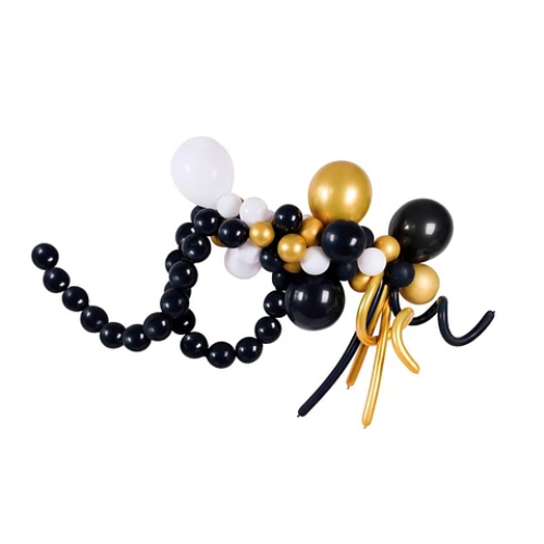 Set De Globos De Látex Dorado Y Negro 76Pcs-0