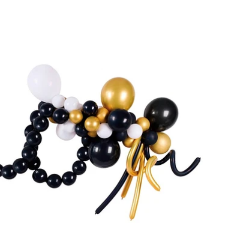 Set De Globos De Látex Dorado Y Negro 76Pcs-1