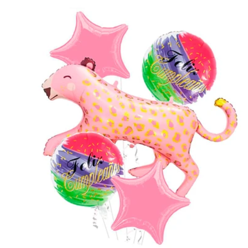 Set De Globos Metalizado Leopardo Rosa 5 Pcs-0