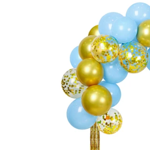 Arco Orgánico De Globos Latex Azul Y Dorado 34Pcs-1