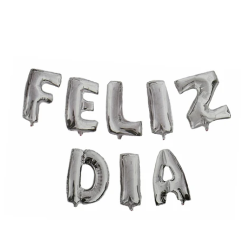 Globo Feliz Dia Plata 16 Pulgadas-0