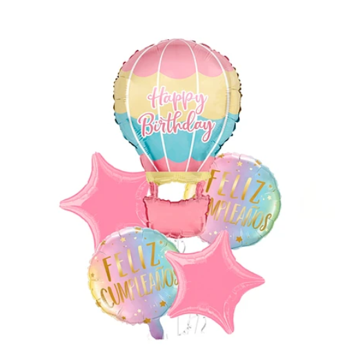Set De Globos Metalizados Aerostático Geliz Cumpleaños 5pcs-1