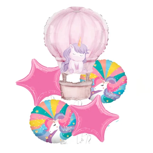 Set De Globos Metalizado Aerostático Unicornio 5 Pcs-0