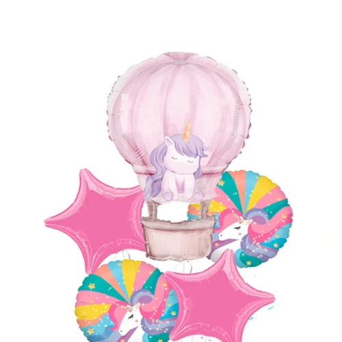 Set De Globos Metalizado Aerostático Unicornio 5 Pcs-1