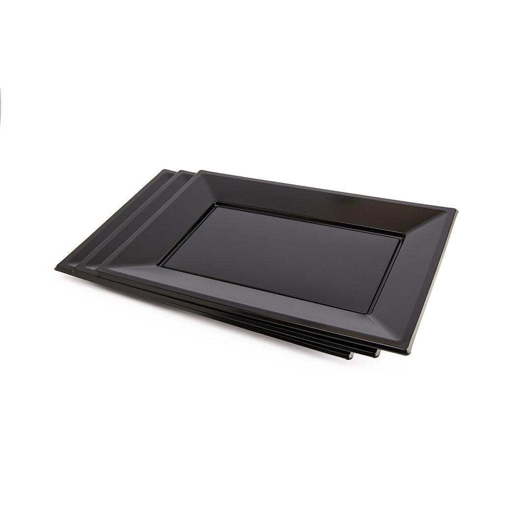 BANDEJA RECTANGULAR GRANDE NEGRO X3 UNI-1