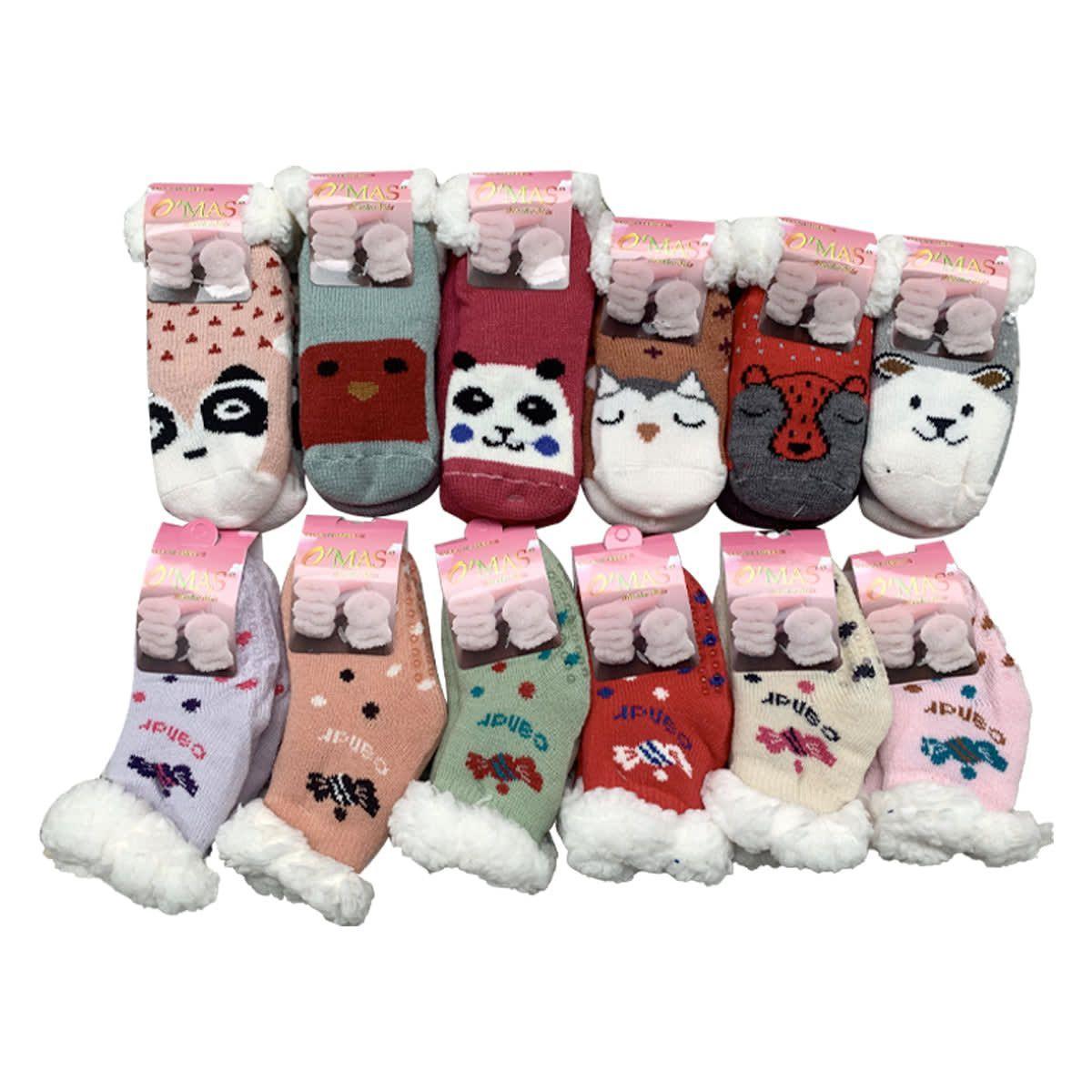 Calcetines Pantuflas Bebe Niña Con Chiporro Animales 12 Unid-1