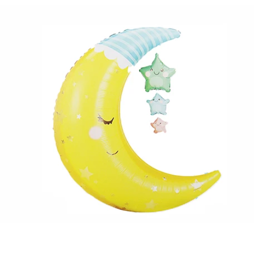 Globo Metálico Luna Y Estrellas 65x88 cm-0