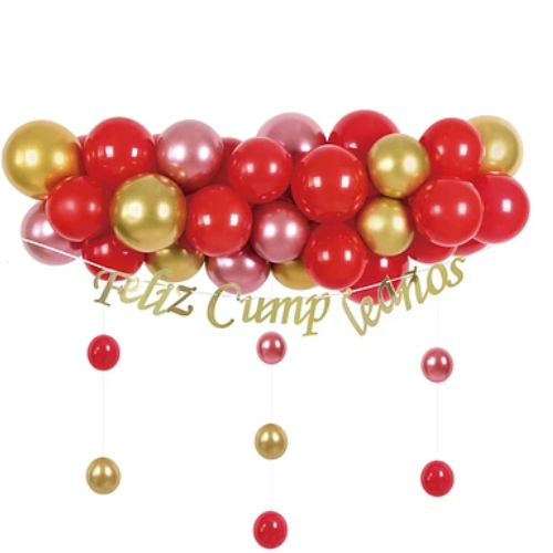 Set De Globos de Látex Rojo Y Dorado 36 Pcs-1