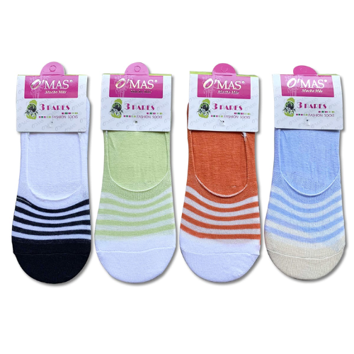 Calcetines De Mujer Invisible Liso Con Franjas 12 Unidades-1