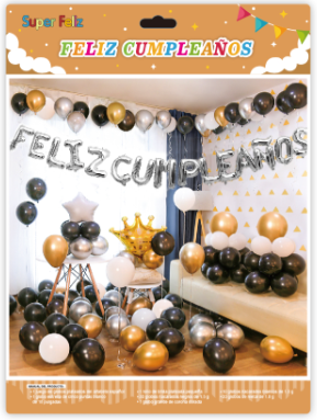 PACK GLOBOS NEGRO/ DORADO/ BLANCO-0