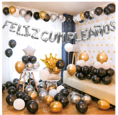 PACK GLOBOS NEGRO/ DORADO/ BLANCO-1