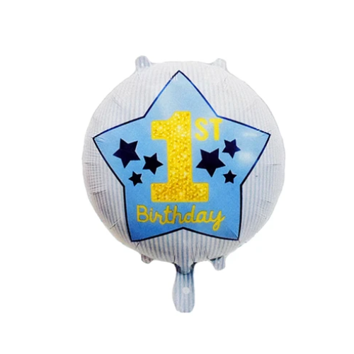 Globo Redondo 1st Birthday Celeste 22Pulgadas-0