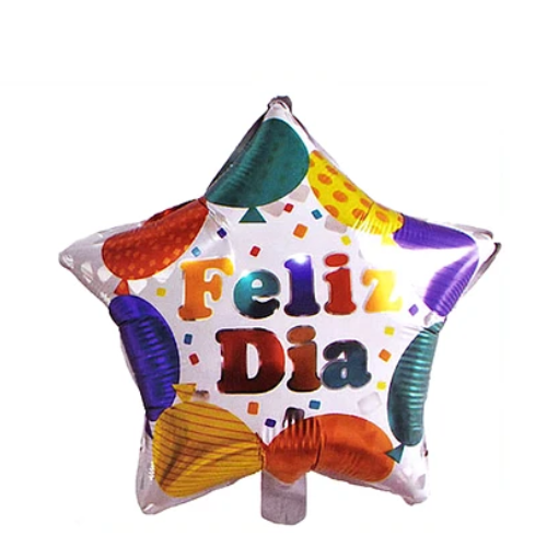 Globo Metálico Estrella Feliz Día 45 cm Blanco-1