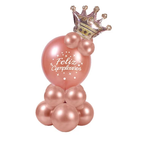 Set De Globos Oro Rosa Con Corona 13pcs-0