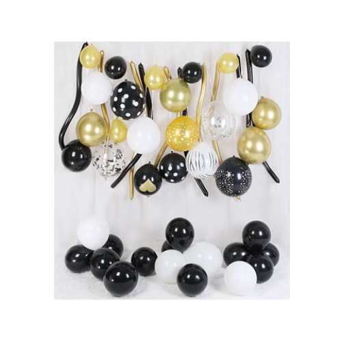 Set De Globos de Látex Dorado Y Negro 49pcs-0