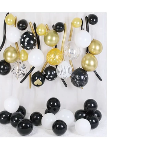 Set De Globos de Látex Dorado Y Negro 49pcs-1