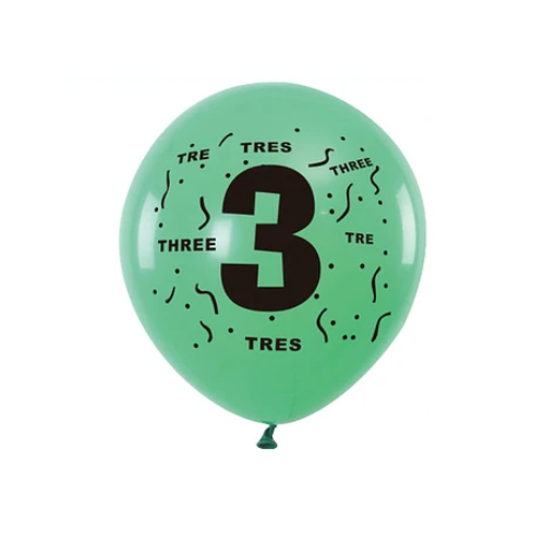 Globos De Latex Con Numero 3 Colores Surtidos-0