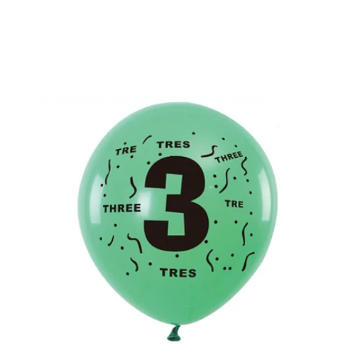 Globos De Latex Con Numero 3 Colores Surtidos-1