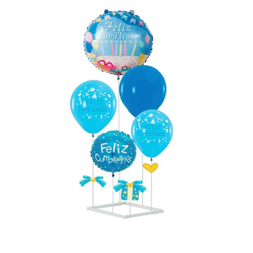 Set De Globos Feliz Cumpleaños Azul Con Base 6pcs-0