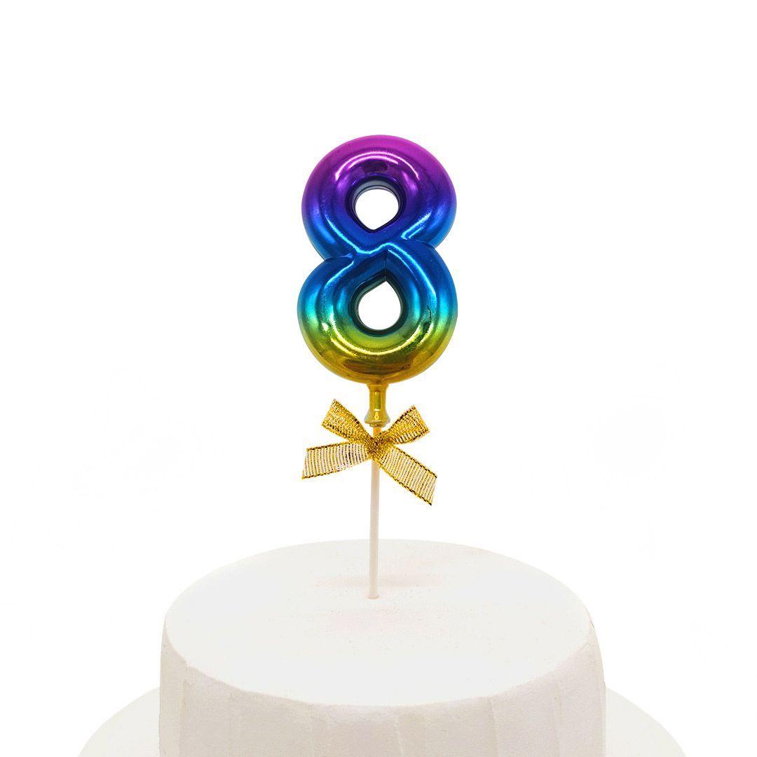 TOPPER TORTA NUMERAL MULTICOLOR #8-0