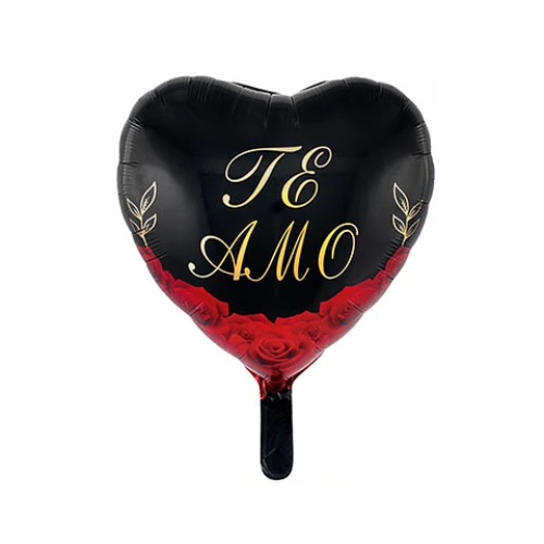 Globo Metálico Corazón Negro Te Amo 45Cm-0