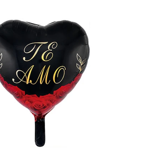 Globo Metálico Corazón Negro Te Amo 45Cm-1