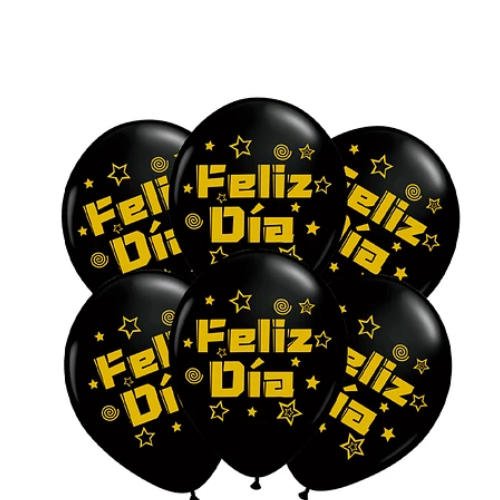 Set De Globos De Látex Feliz Dia Con Letras Doradas 6un-1