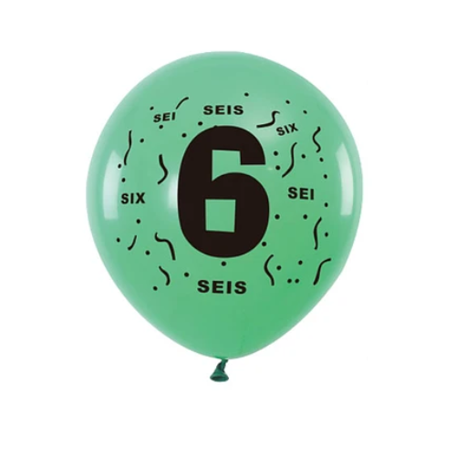 Globos De Latex Con Numero 6 Colores Surtidos-0