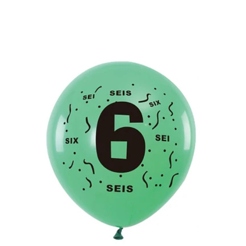 Globos De Latex Con Numero 6 Colores Surtidos-1
