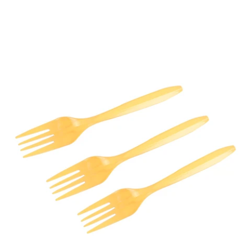 Tenedor Plástico Dorado 20pcs 14,5 cm-1