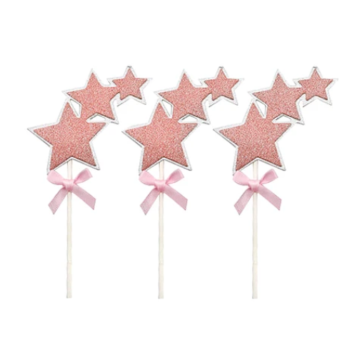 Topper De Estrella Rosa 3pcs 8x15cm-0