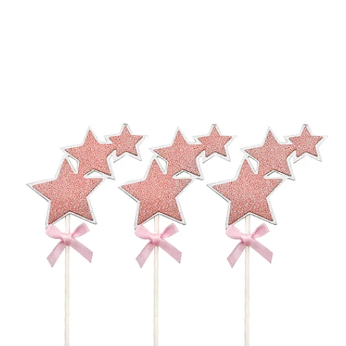 Topper De Estrella Rosa 3pcs 8x15cm-1