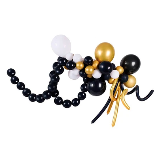 Set De Globos De Látex Dorado Y Negro 76 Pcs-0