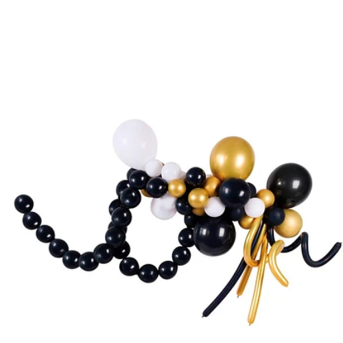 Set De Globos De Látex Dorado Y Negro 76 Pcs-1