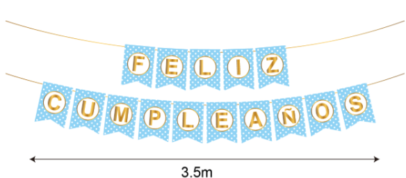 BANDERIN CELESTE LUNARES BLANCOS -1