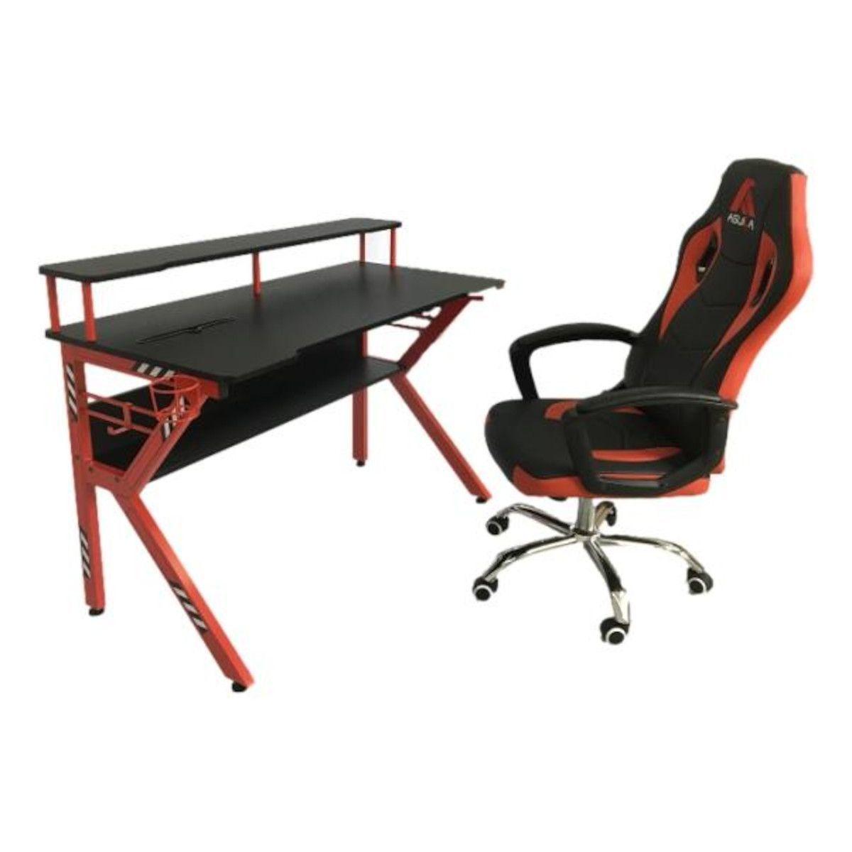 Escritorio Gamer Dual Pro S1945 Con Accesorios Rojo-2