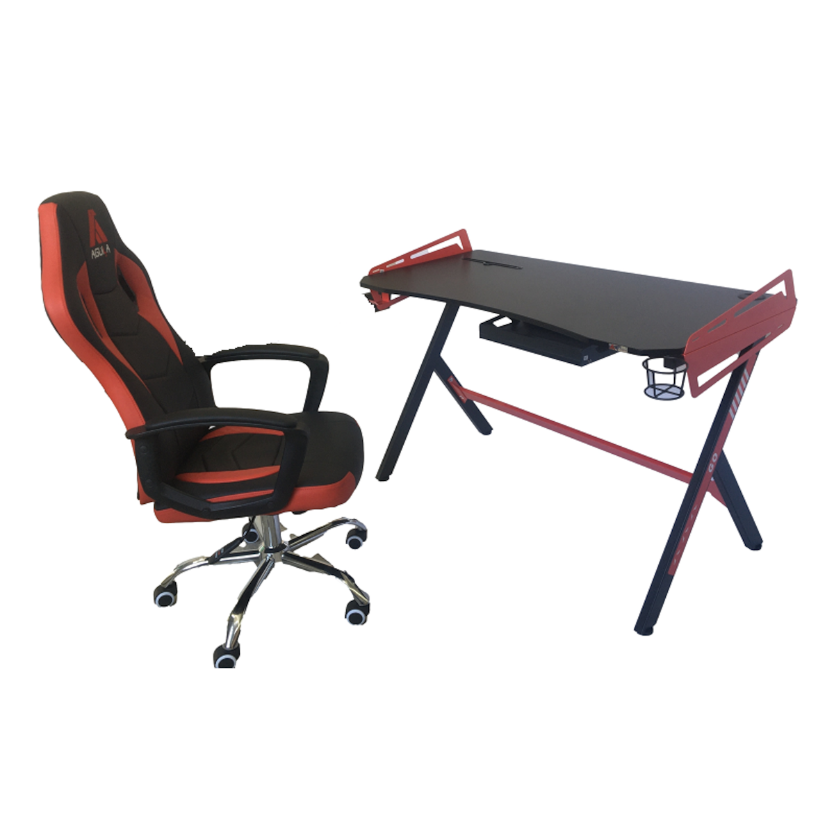 Escritorio Gamer Pro S2105 metal negro y rojo-2