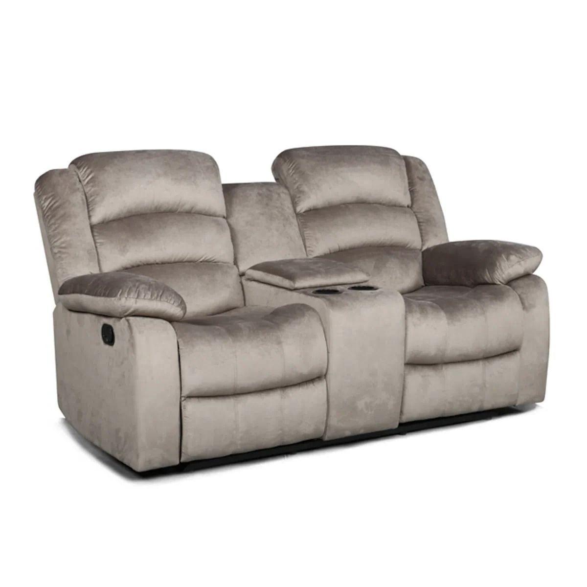 Bergere reclinable Musil 2 cuerpos con consola y posavasos café-0