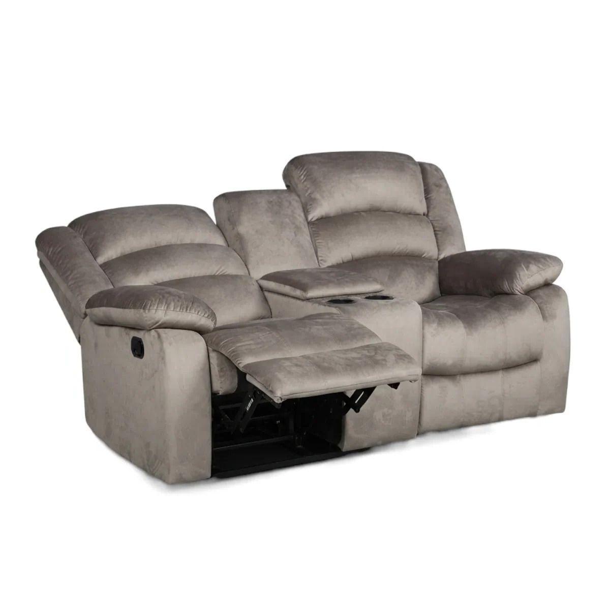Bergere reclinable Musil 2 cuerpos con consola y posavasos café-2