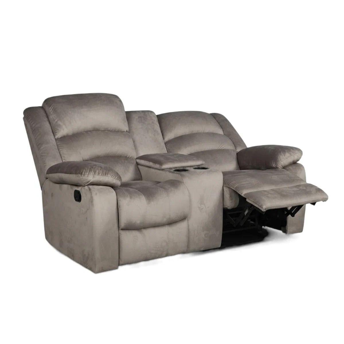 Bergere reclinable Musil 2 cuerpos con consola y posavasos café-3