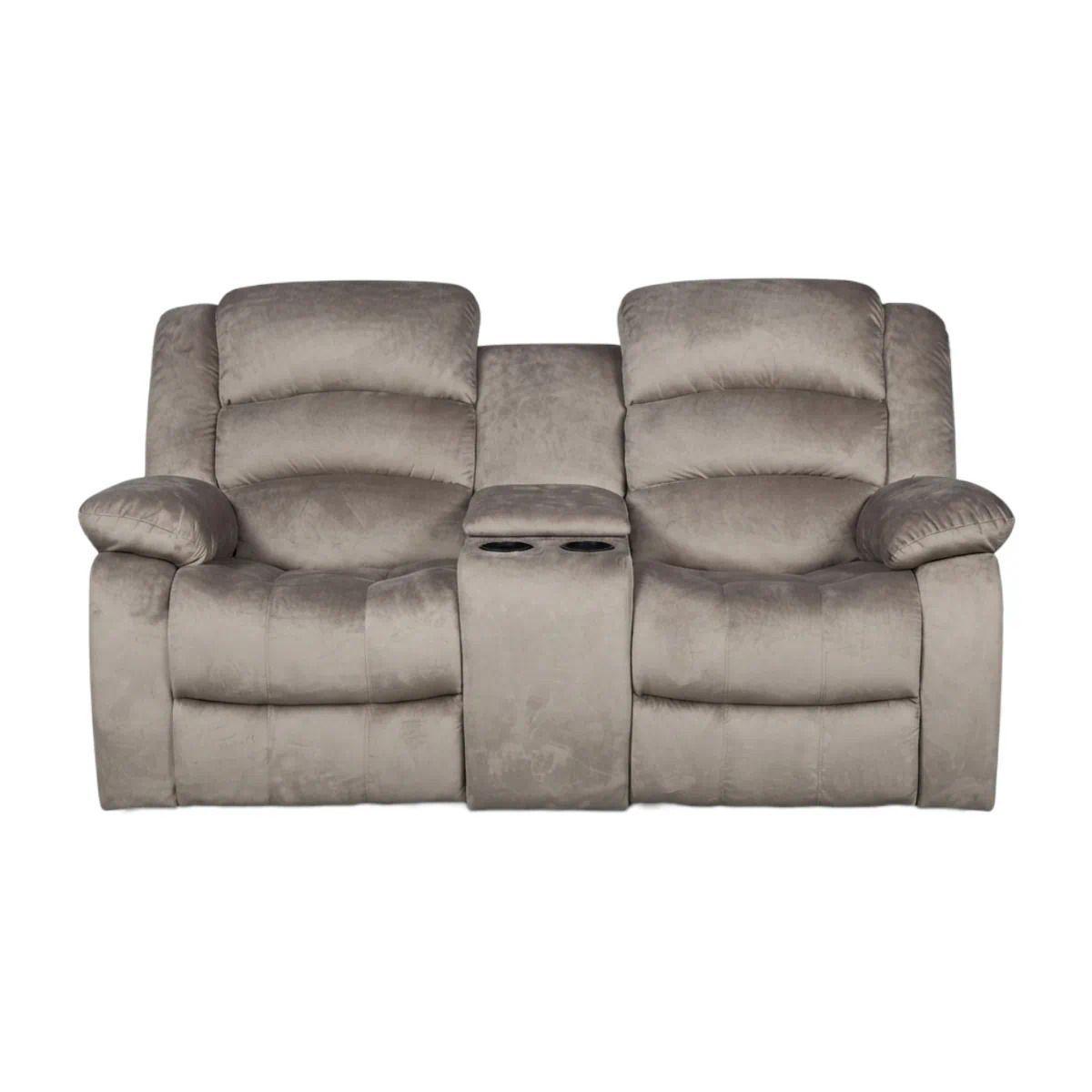 Bergere reclinable Musil 2 cuerpos con consola y posavasos café-4