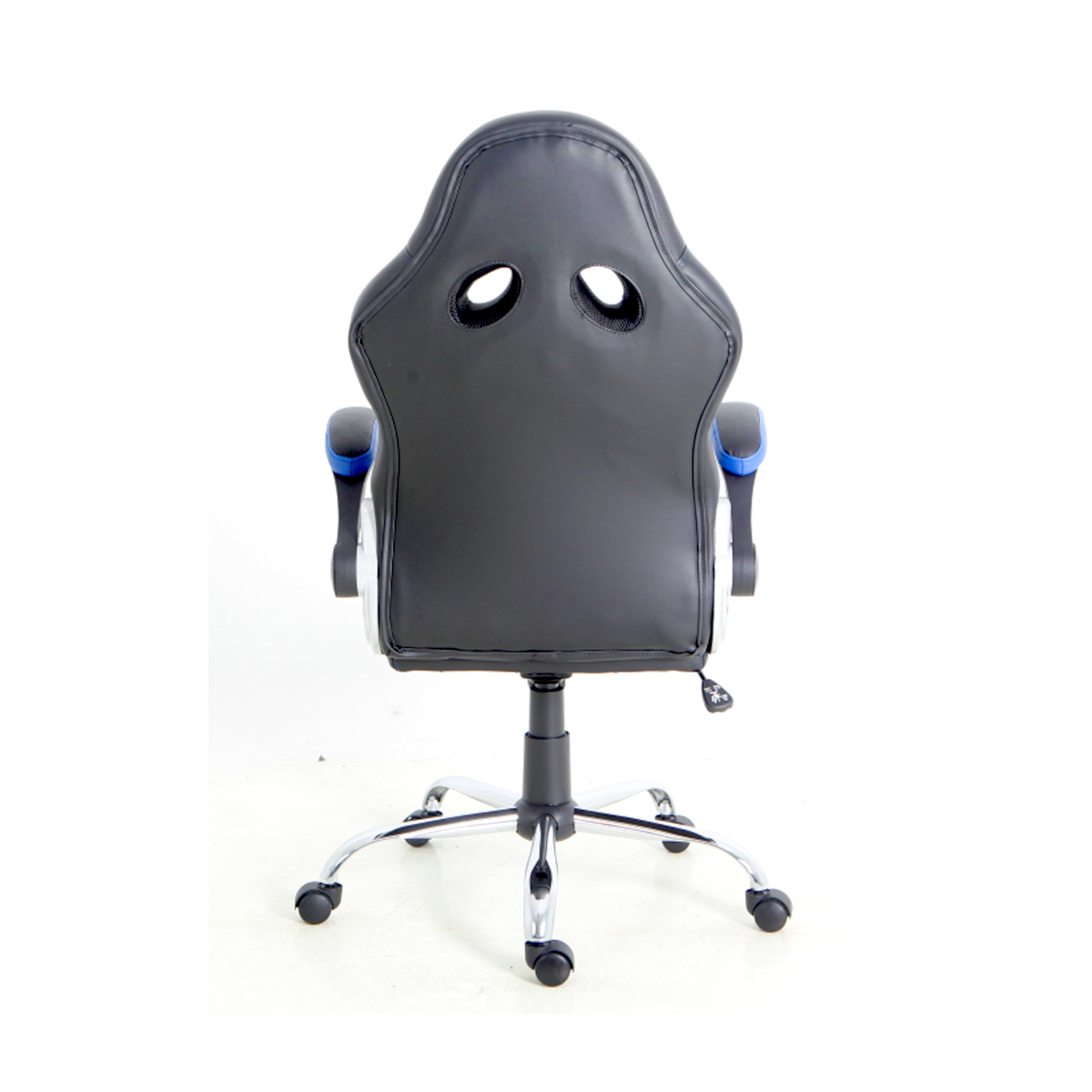 Silla Gamer Spectre mecedora con curva lumbar ecocuero negro y azul-4